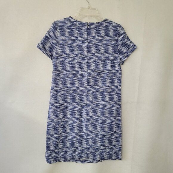 Loft Dress Women 4 Blue Short Sleeve Textured Slightly Discolored Armpits - Picture 5 of 12